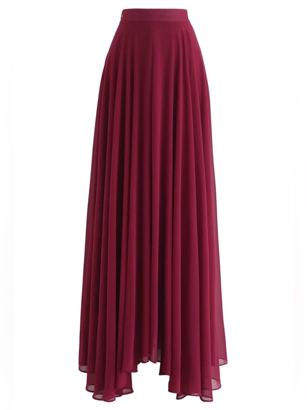 Chicwish Wine Red Timeless Favorite Chiffon Maxi Skirt S